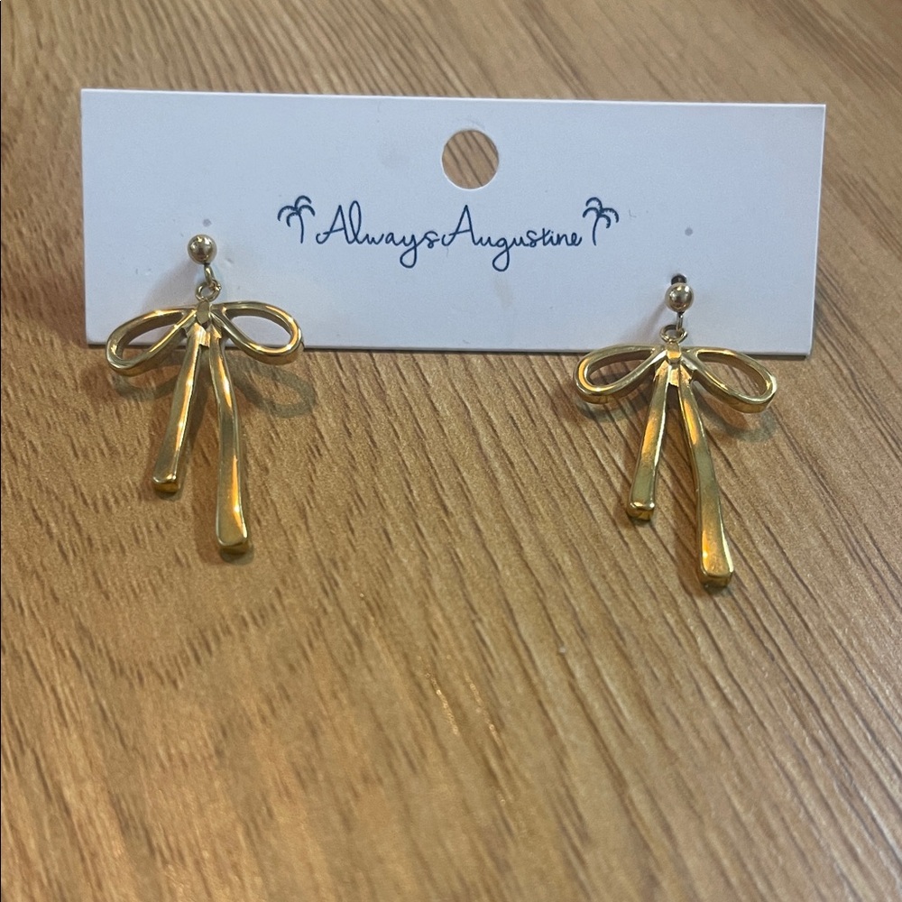 Always Augustine Gold Bow Drop Earrings